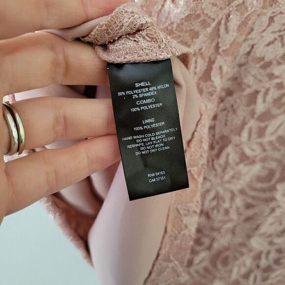 Jessica Howard Glitter Lace Sheath Dress with Attached Capelet Pink 6 - Picture 6 of 11